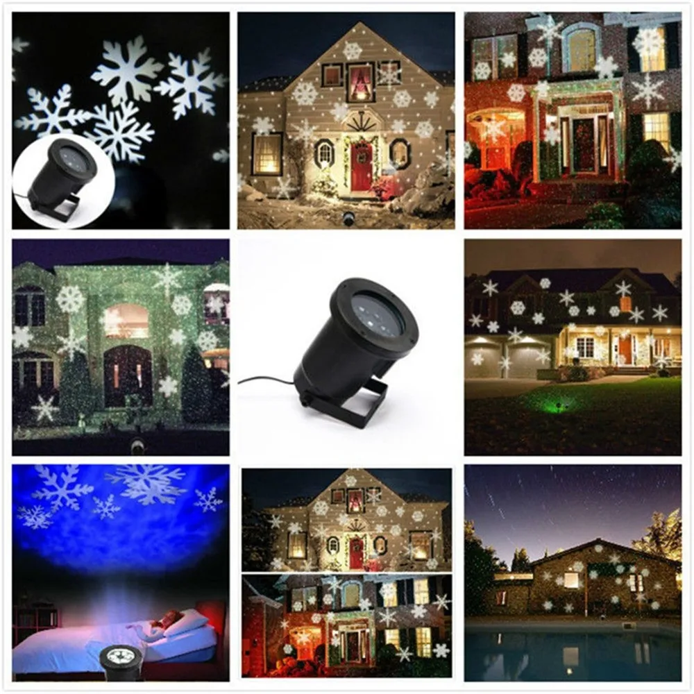 Светодиодный лазерный Рождественский свет светодиодные водонепроницаемые лампы Открытый Снежинка Ландшафтный проектор для сада, газона и украшения праздника