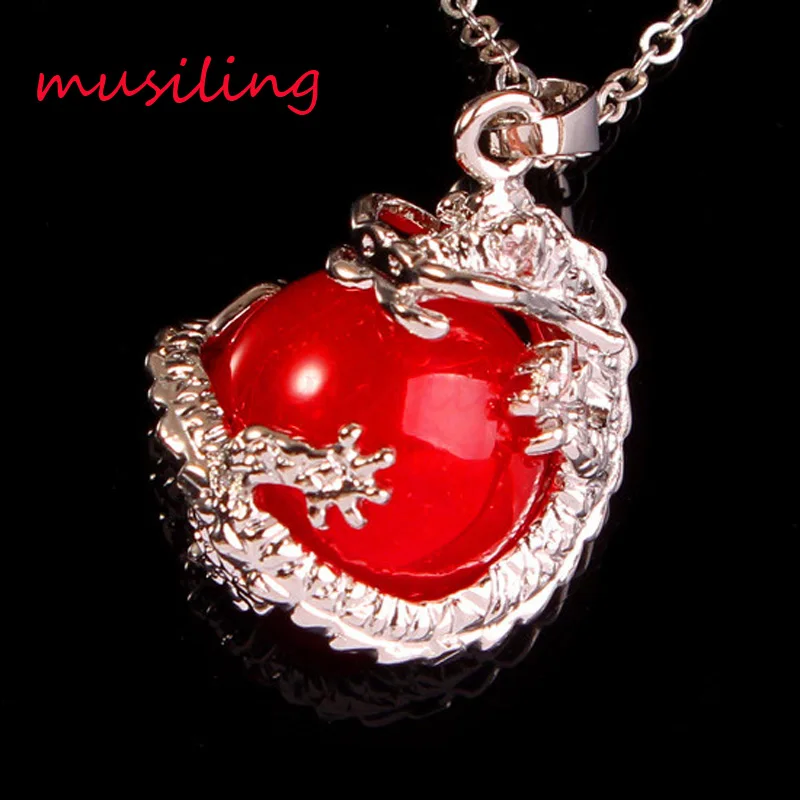 

Pendants Necklace Chain Ru by Natural Gem Stone Pendant Dragon Ball Bead Pendant Charms Energy Amulet Jewelry For Women 1Pcs