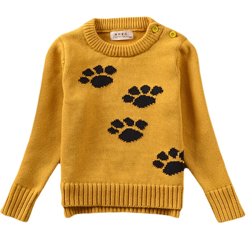 Детский свитер для мальчиков и девочек г., новые модные детские пуловеры с принтом ног Трикотажный Хлопковый пуловер с длинными рукавами для детей от 18 месяцев до 5 лет, GW22