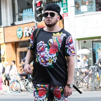 

2019 Summer New Chinese style 3D Printing Men's Large size Short-sleeved T-shirt Men's tide brand Loose T-shirt Size XL-5XL 6XL