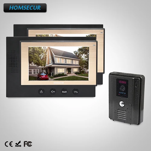 

HOMSECUR 7" Wired Video&Audio Home Intercom+Dual-way Intercom for Apartment (TC011-B+TM701-B)