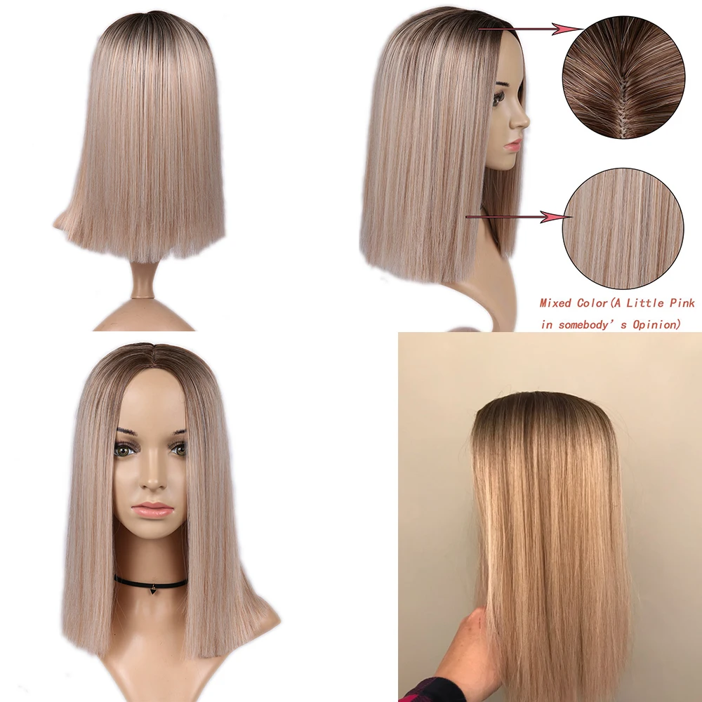 FAVE Ombre черный розовый/коричневый/Блонд короткие шелковистые прямые термостойкие волокна синтетические волосы для черных женщин парик косплей
