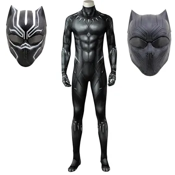 

Ainiel Black Panther Cosplay Costume Mask suit adult men : Infinity War Cosplay Jumpsuit Superhero Halloween Costume man