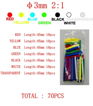 

70pcs heat shrink tubing 2:1 ID 3mm shrinkable tube Cable Wire 7 Colors Waterproof Wrap Wire insulation Flame retardant