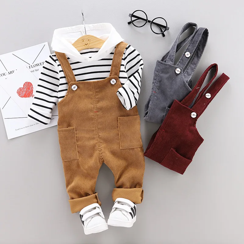 Baby Clothing Sets For Boys Long Sleeve Suits 3 Colors Shirt Striped Trousers With Belt 19 Spring Children Suit Infant Printed Clothing Sets Aliexpress