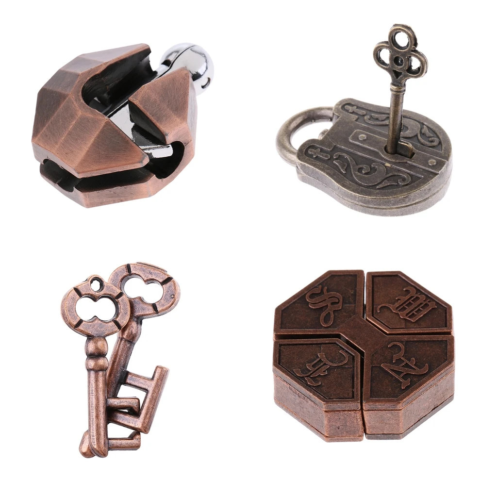 Details about / Keys Lock Puzzle Vintage Classic Metal Brain Teaser IQ Test Toy for Adult Kids