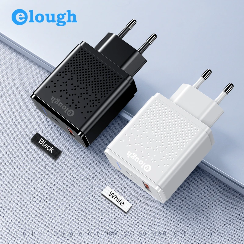 Elough usb charger for iphone X 8 plus quick charge 3.0 for xiaomi samsung EU enchufe mobile phone cargador fast charger adapter