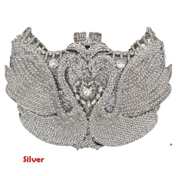 Высококачественные серебряные брендовые клатчи на день, роскошные винтажные вечерние сумки с бриллиантами лебедя, женская сумка, шикарные сумки на плечо, Q19 - Цвет: P