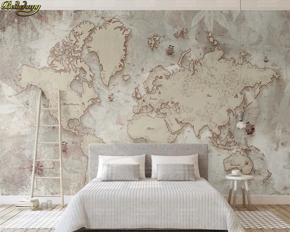 

beibehang Custom photo wallpaper mural retro old style American North Europe world map background wall painting papel de parede