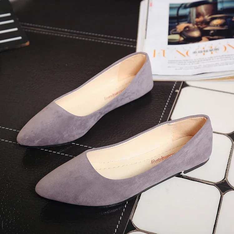 

Women Ladies Slip On Flat Sandals Casual Shoes Solid Fashion Loafer Female Frosted Face Pointed Plain Single Ballet