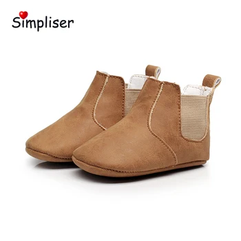

2018 Baby Leather Boots Crib Booties Newborn Baby Girls Boys Footwear Slip-on Infant Floor Shoes Soft Sole Walking Boots Bebe
