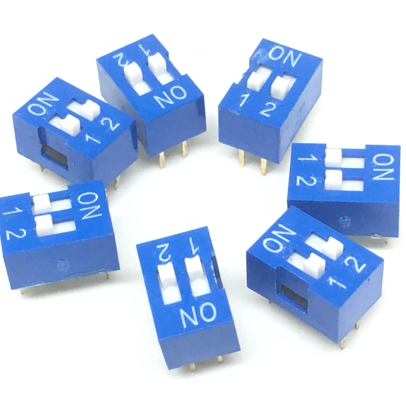 20Pcs Blue Slide Type Switch 2.54mm 2-Bit 2 Position Way DIP Blue Pitch 5