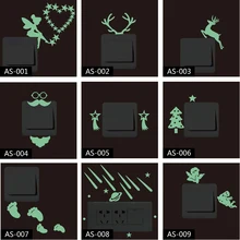 

cute green-light Luminous Switch Sticker wall Home Decor Cartoon Glowing Wall Stickers Dark Glow Decoration Sticker funny