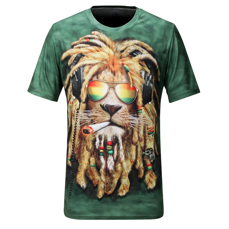 

T-shirt Men Short Sleeve 3D Printed T shirt 2016 Novelty Lion Designer Polyester Size Tops M L XL Free shipping