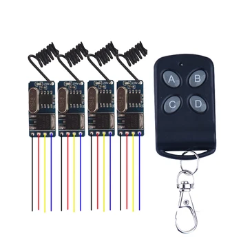 

4PCS 433.92mhz 3.7v 4.5v 5v 6v 9v 12V Wide Voltage Micro Receiver Switch Wireless Remote Control Switch + Transmitter