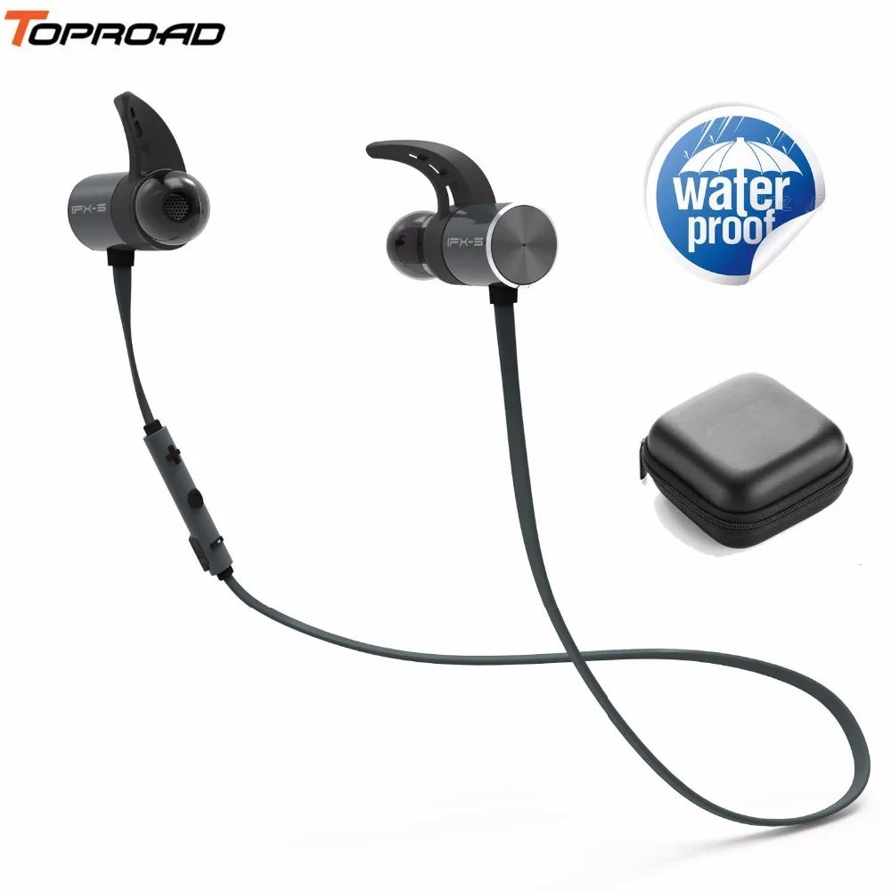

TOPROAD Bluetooth Earphone Wireless Stereo Bass Waterproof Headphones with Mic Handsfree Sports In-Ear Headset for Phones PC