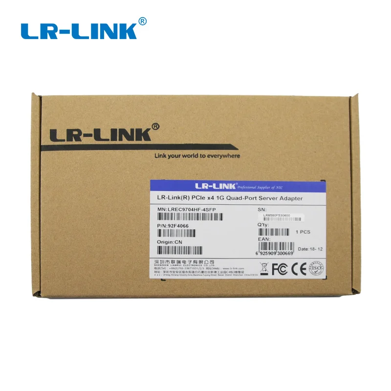 LR-LINK 9704HF-4SFP четырехпортовый PCI-E волоконно-оптический сетевой адаптер Gigabit Ethernet Intel 82580 I340F4/E1G44HF совместимый