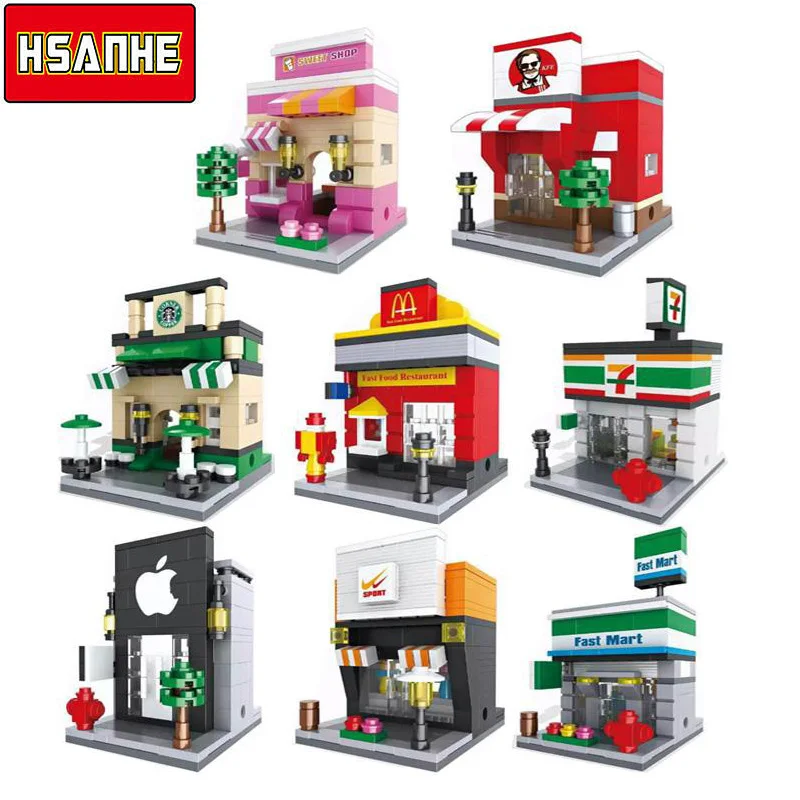 

Hsanhe City Mini Street Scene Retail Store Miniature Building Block Brick Educational Toy for Children Compatible with legolying