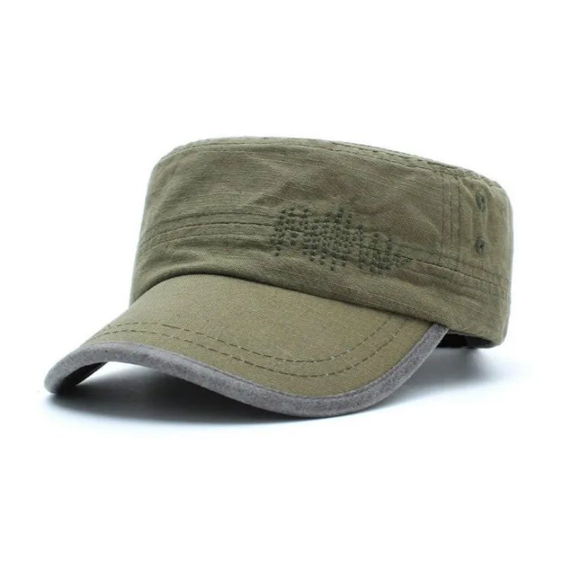 Повседневная Хлопковая мужская плоская кепка, регулируемая винтажная Мужская Военная Кепка, высокое качество, летняя армейская Кепка в стиле ретро, плоская бейсбольная Кепка Bone - Цвет: Армейский зеленый