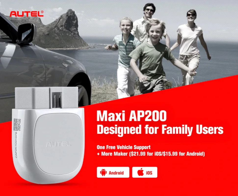 Autel MaxiAP AP200 Bluetooth OBD2 считыватель кода с полной системой диагностики AutoVIN TPMS IMMO сервис для семьи DIYers упрощенный