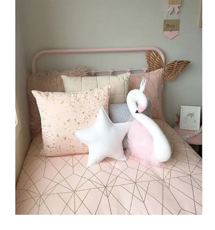 INS Горячая Распродажа,, милая Двусторонняя Подушка с рисунком лебедя для девочек, детская кровать, украшение для комнаты, подарок для ребенка
