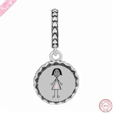 Новинка, мама, палочка, фигурка, Висячие бусины для женщин, ювелирные изделия, сделай сам, подходят Пандоре, подвески, серебро 925,, дань материнства FL785