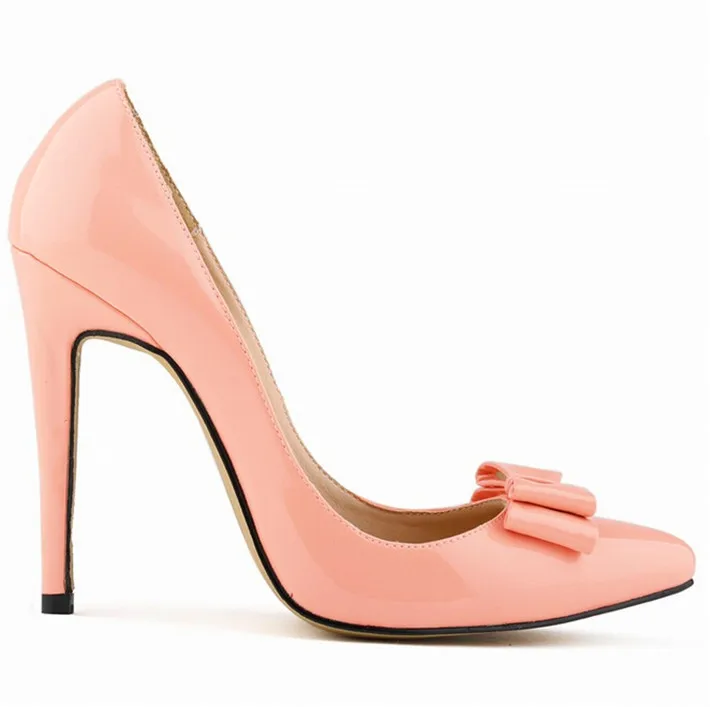 Неглубокие свадебные туфли в Звездном стиле с милым бантом-бабочкой модные женские туфли из искусственной кожи на высоком каблуке женские туфли-лодочки с острым носком - Цвет: Розовый