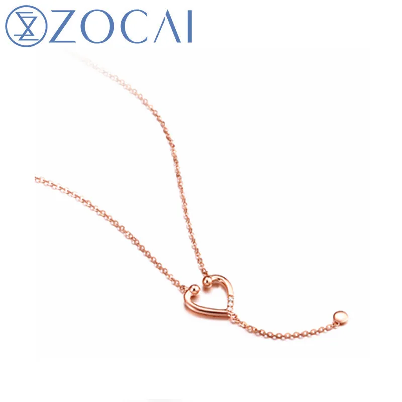 ZOCAI Новое поступление ожерелье Lesten My Real Heart 18 K розовое золото 0.016ct алмаз(Au750) ожерелье D04930