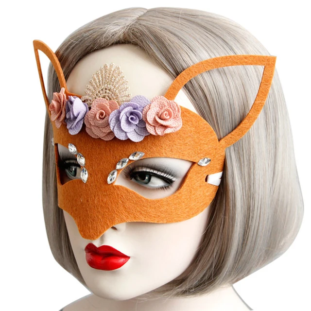 best gift felt cloth mask with flower and crystal for masquerade halloween venetian costumes carnival mask