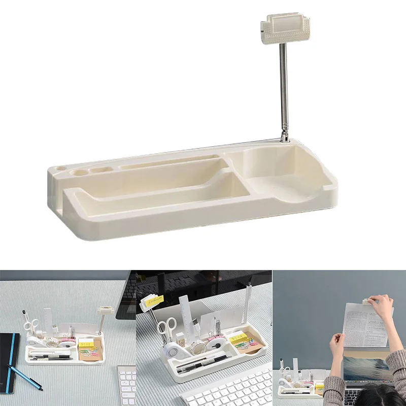 

Newly Multifunctional Stationery Storage Tray Plastic DIY Space-saving Shelf for Home Office DC128