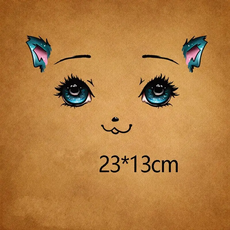 

23x13cm Cat Pattern Iron On Patches Stickers Washable Appliques A-level Heat Transfer For T-shirt DIY Accessory Clothing Jeans