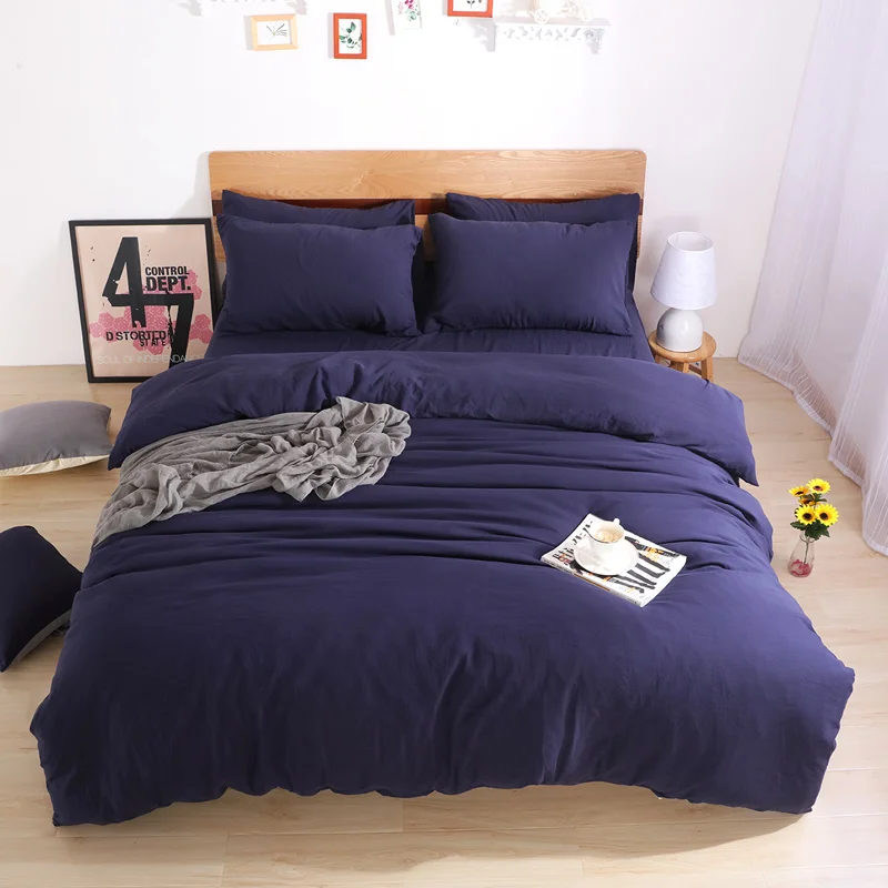 Bedding Dark Purple Solid Color 100 Cotton Home Textiles 4pcs
