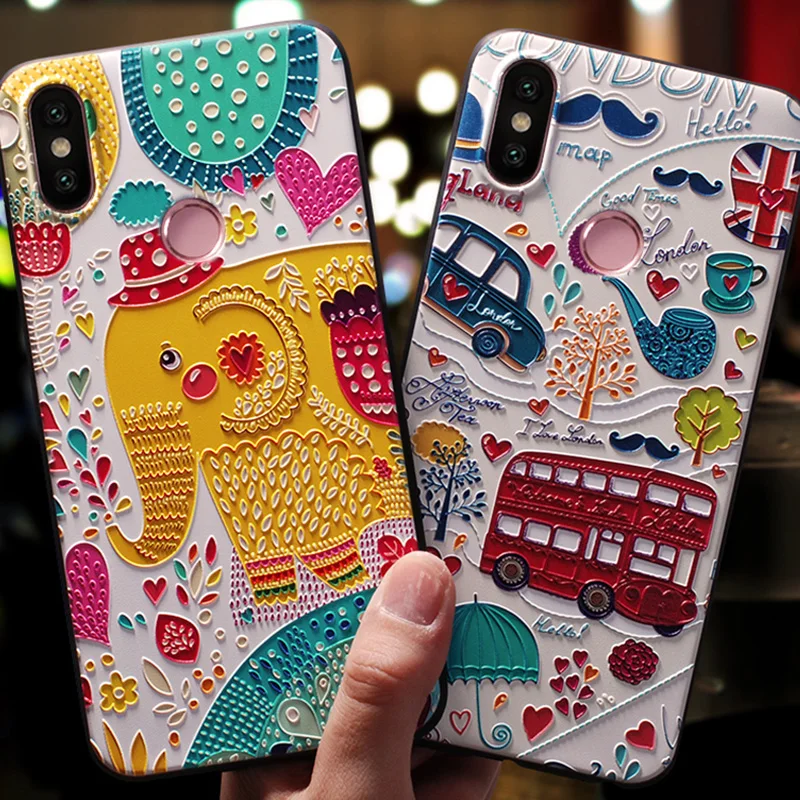 

3D Print Emboss Soft TPU Phone Case For Xiaomi Mi A2 Lite A1 5X 6X for Redmi S2 6A 4A Plus 3S Note 3 4 4X 5 5A 6 Pro Case Cover