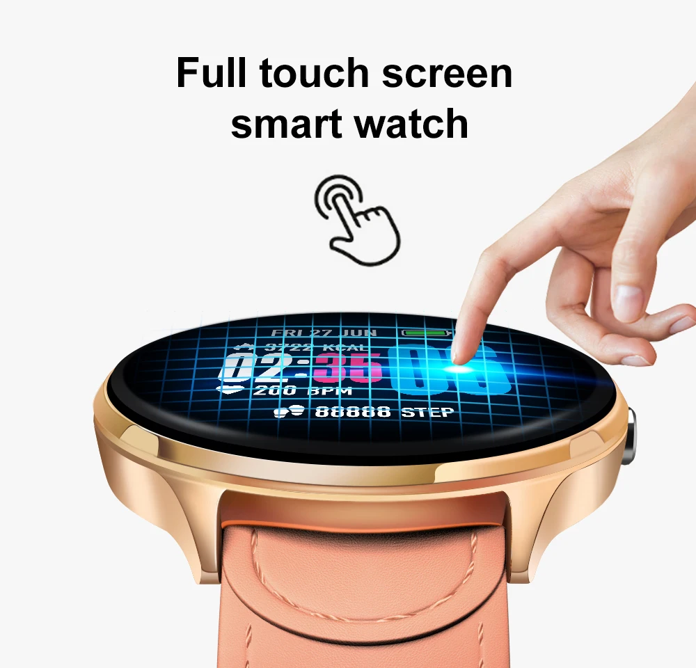 LEMFO V12 1.3 Inch Full Touch Tempered Glass Screen Smart Watch Waterproof Heart Rate Monitoring Blood Pressure For Men Women