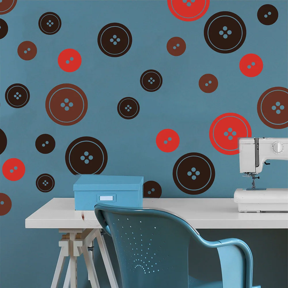 Sewing Buttons Polk Dots Wall Decal Sewing Room Dressmaker Sewing Buttons Wall Sticker Seamstress Craft room Needlework Vinyl (2)