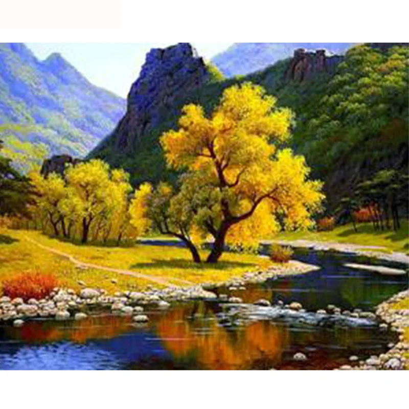 Full Diamond Painting Full Kit 3D Square Diamond Embroidery Autumn Scenic Diamond Mosaic Cross Stitch Crafts