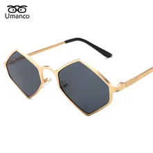 Umanco геометрические стимпанк Солнцезащитные очки женские мужские винтажные Модные металлические очки мужские очки для вождения Женские Ретро Золотые очки