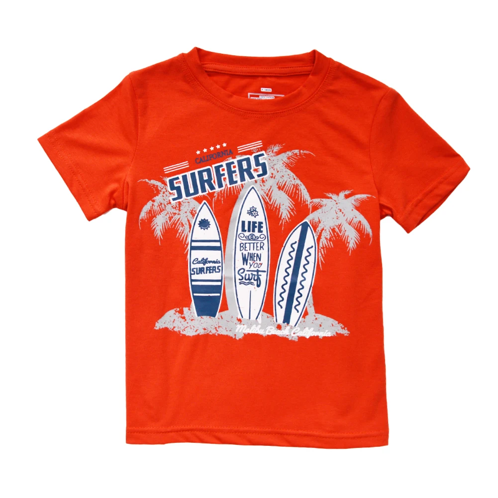BINIDUCKLING/летние хлопковые футболки для мальчиков; футболки с коротким рукавом с принтом; одежда с рисунком кокосового дерева для маленьких детей