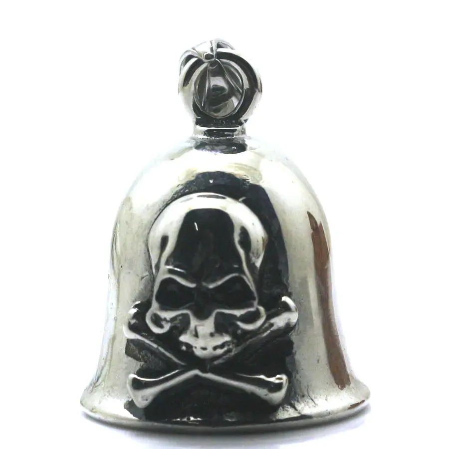 

316L Stainless Polishing Silver Skull Toxic Sign Cool Jingle Bell Pendant