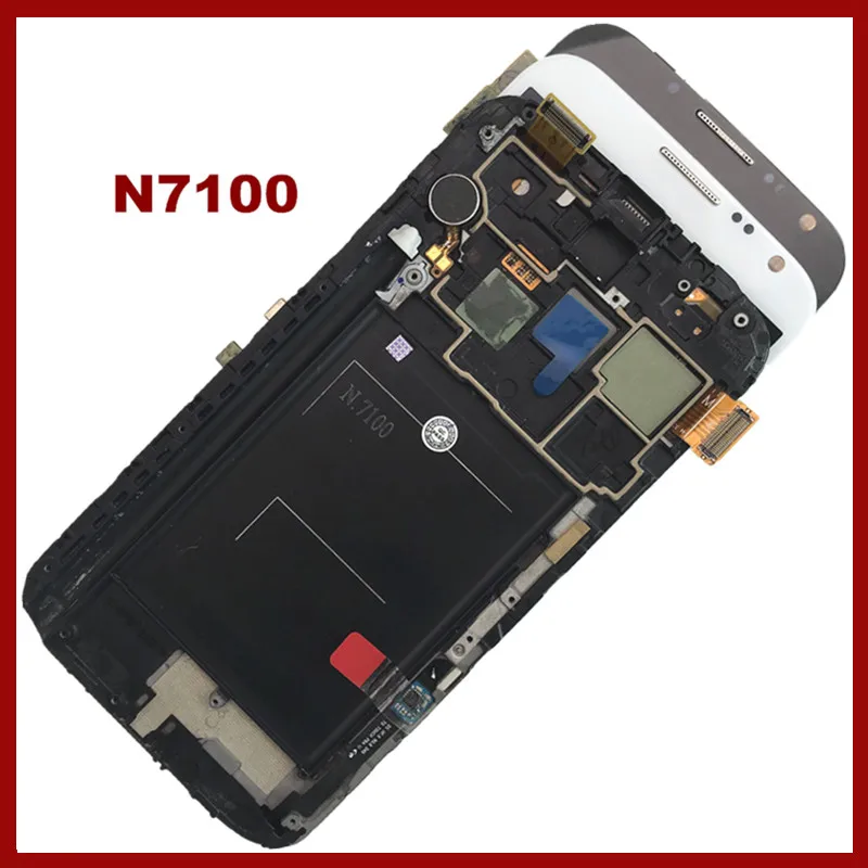 

100% Tested Super AMOLED LCD For SAMSUNG Galaxy Note 2 N7100 Note2 LCD Display with Frame Button Screen Touch Digitizer Assembly