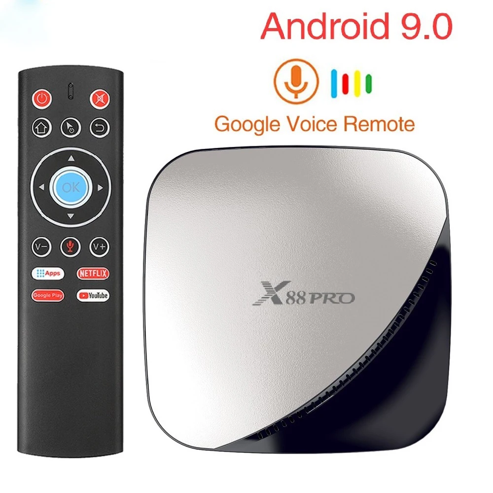 

X88 Pro Android 9.0 TV Box 4G 64G Rockchip RK3318 Quad Core 2.4G&5G Wifi 4K HD Set Top Box USB3.0 Support 3D Movie H.265 Youtube