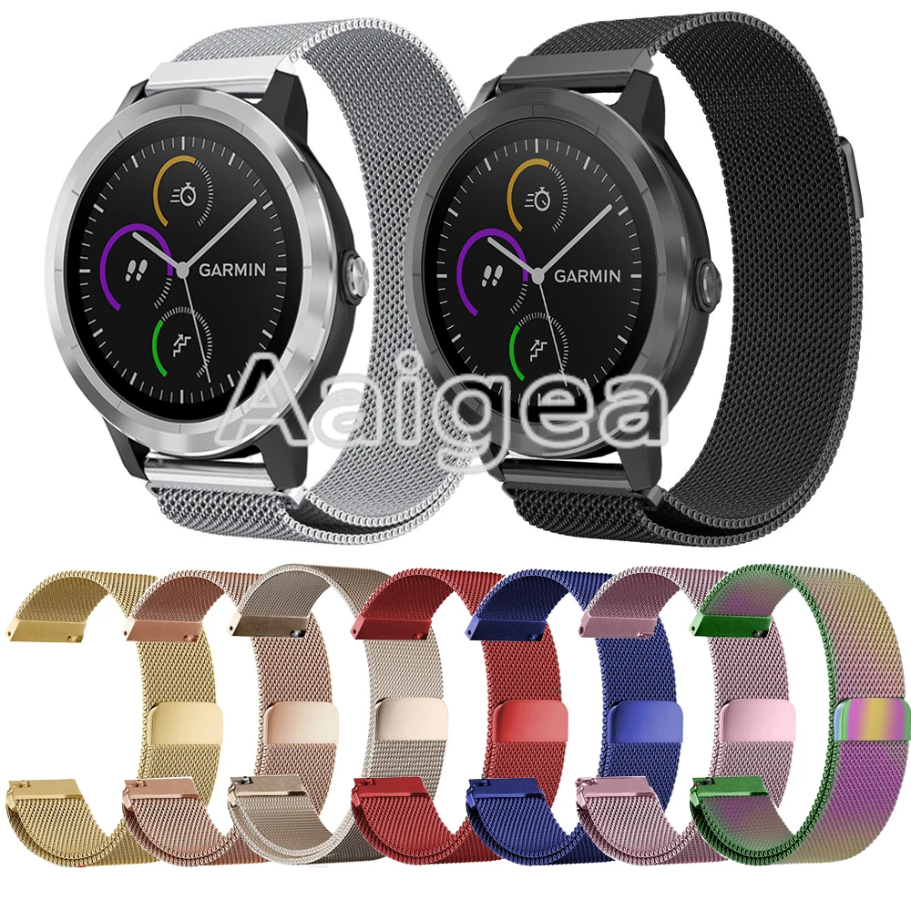 Милан Магнитная Петля Нержавеющая сталь ремешок для смарт часов Garmin Vivoactive 3