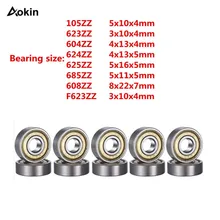 10 шт. 608ZZ 623ZZ стальной шариковый подшипник двойной экранированный Миниатюрный Высокоуглеродистый 105ZZ 624ZZ 625ZZ 685ZZ F623ZZ 604ZZ части 3d принтера