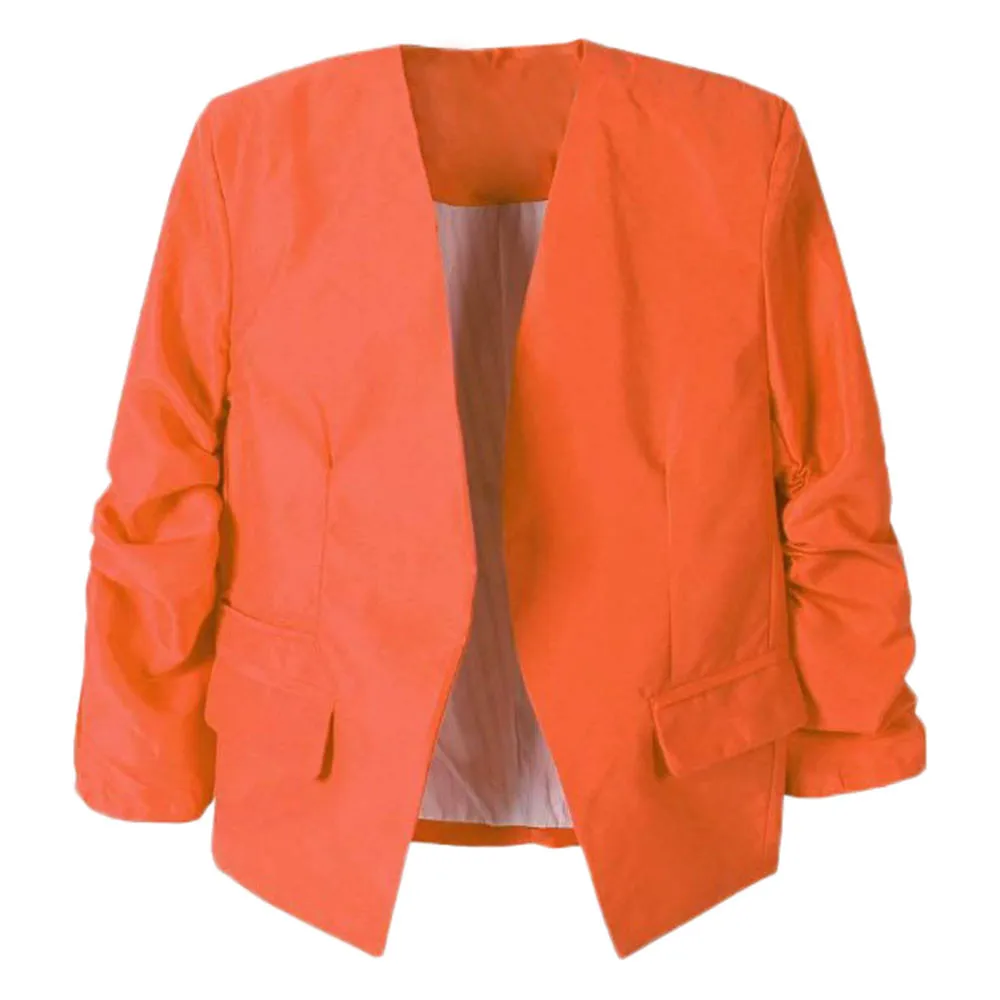 Best Selling Fashion Women High Quality OL Style Nine Quarter Puff Sleeve  Elegant Slim Suit Coat Wholesale Size S-XL