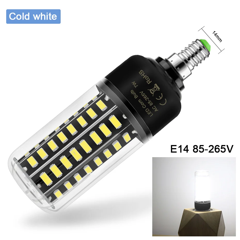 Ampoule LED E27 Lamp No Flicker E14 Led Bulb Spot Light 220V 110V 3.5W 5W 7W 8W 12W 15W SMD5736 More Bright than Corn Bulb 5730 - Emitting Color: E14 Cold White