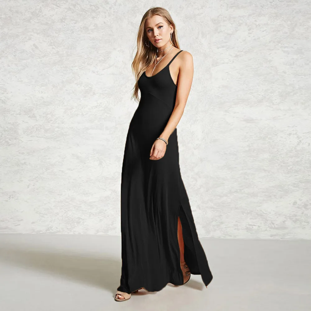 

Hxroolrp Women Casual Sleeveless V Neck Solid Evening Party Maxi Dress Fashion Womens Dresses Soild Sleeveless V Neck Solid F1
