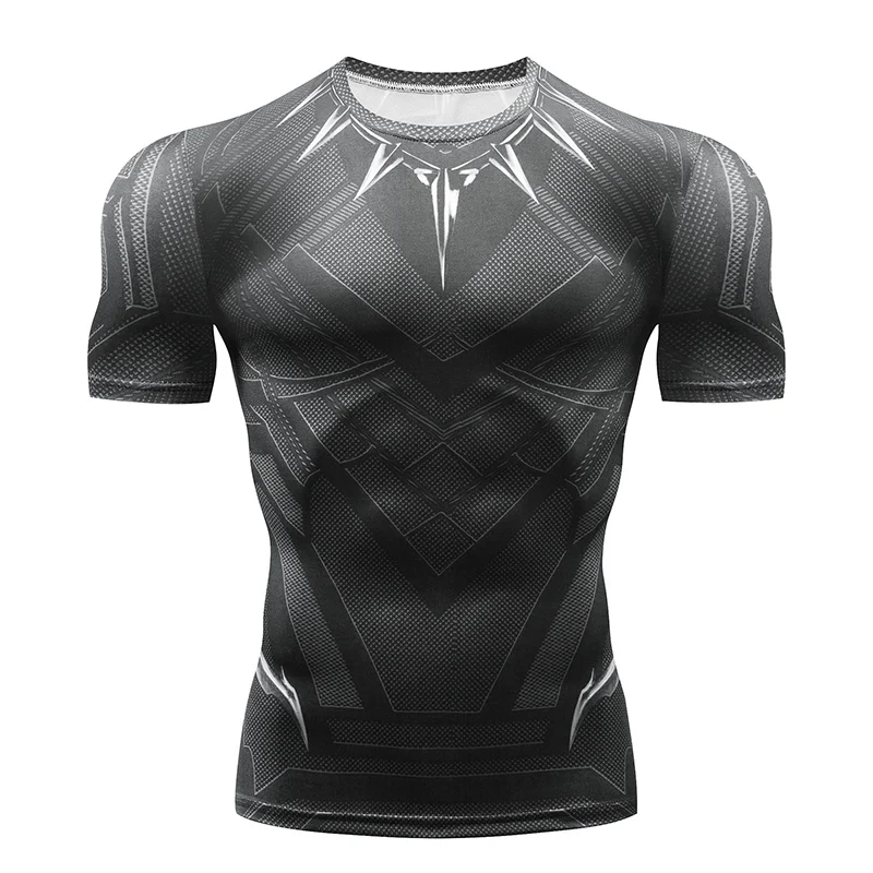 

New Summer Marvel Superhero T-Shirt 3D Superman/Spiderman/Batman/Black Panther Men T Shirt Short Sleeve Compression Tight Tee