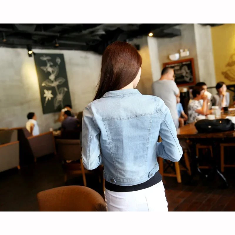 Thin Slim Fit Jeans Coat Short Denim Jacket Longsleeve Women's Clothing 2019 Fashionable Streetwear
