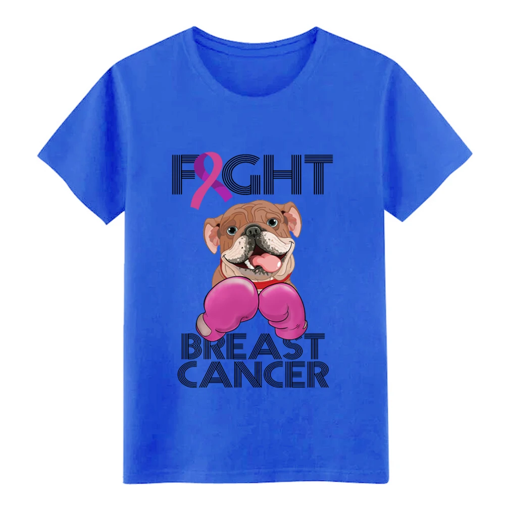 Men s Fight Breast Cancer Bulldog Breast Cancer Month t shirt printed tee shirt Euro Size S-3xl Original Gift Funny Casual shirt