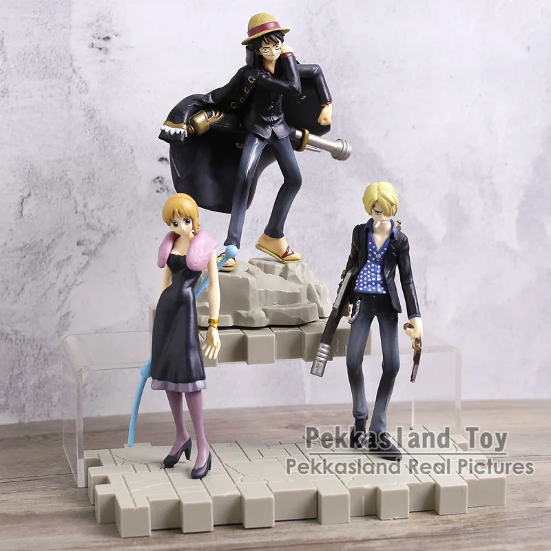 

Anime One Piece Strong World Luffy Zoro Sanji Chopper Nami Robin Franky Usopp Brook Black Suit Ver. PVC Figures Toys 9pcs/set